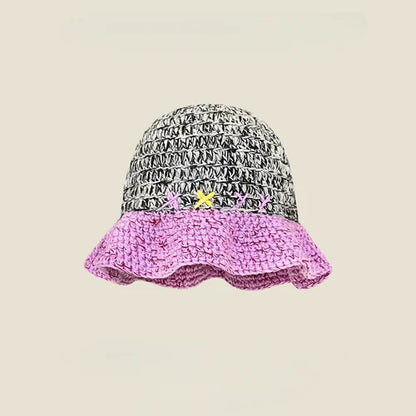 Dopamine Autumn Crochet Panama Cap Korean Handmade Bucket Hats