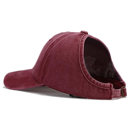 Retro Washed Backless Baseball Cap For Women