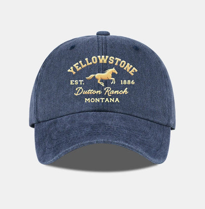 Yellowstone Horse Print Washed Baseball Cap Lightweight Breathable Adjustable Unisex Casual Cap