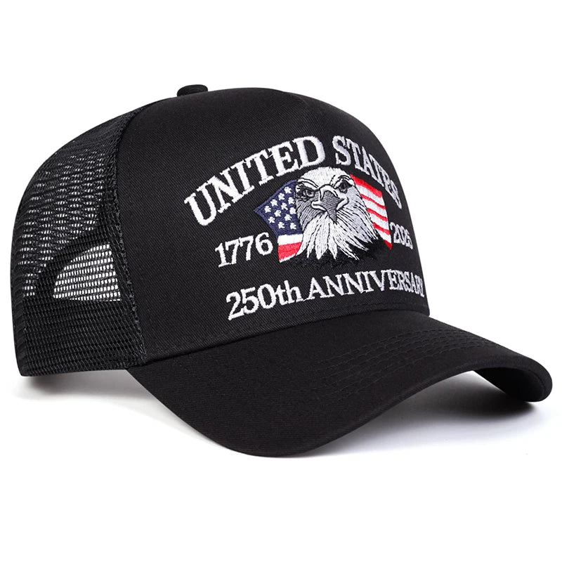 Unisex American Flag Embroidery Baseball Net Caps Spring Summer