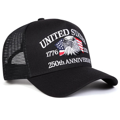 Unisex American Flag Embroidery Baseball Net Caps Spring Summer
