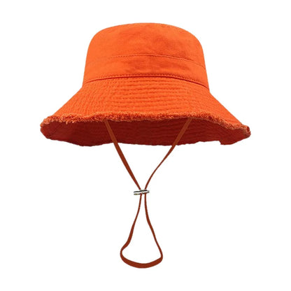 100% Cotton Washed Frayed Edge Bucket Hat