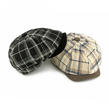 Spring And Autumn Cotton Geometric Print Warm Newsboy Caps