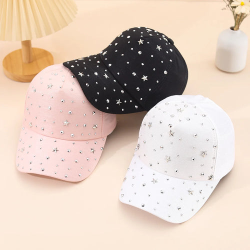 Women's Visors Diamond Star Shiny Metal Rivet Baseball Cap