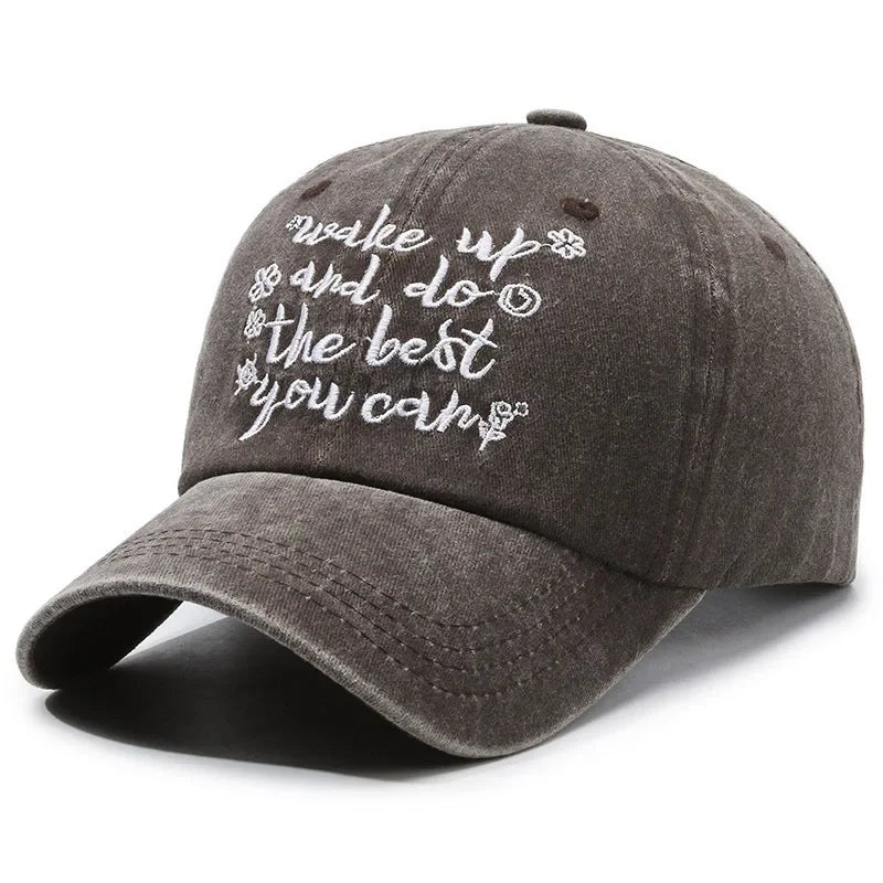Vintage Washed Letter Embroidery Baseball Cap Denim Distressed Trucker Hat Embroidered Cowboy Hat Adjustable
