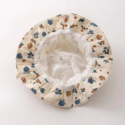 Cute Flower Baby Bucket Hat Ruffle Princess Baby Girls Cap