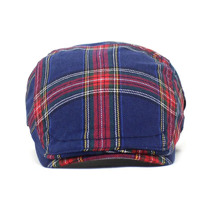 Four Seasons Cotton Plaid Newsboy Caps Men Flat Peaked Cap