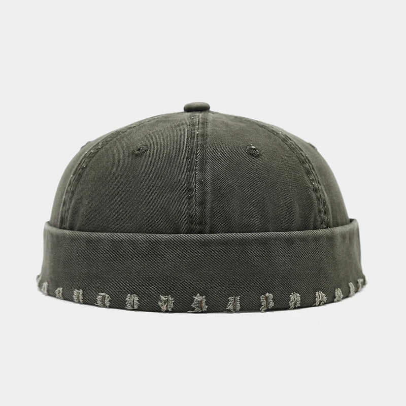 New Custom Logo Retro Washed Cotton Brimless Hat