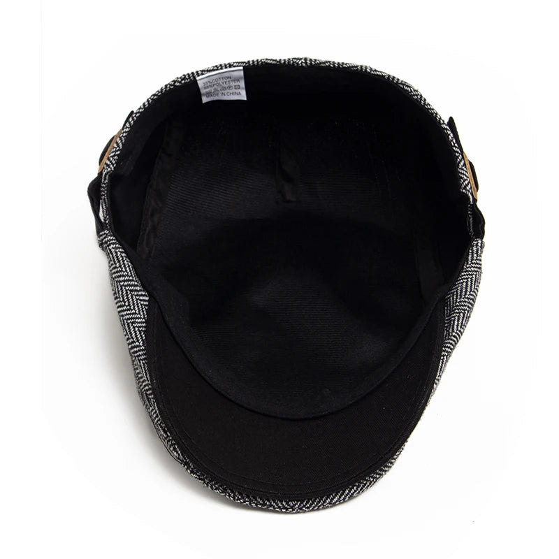 New Herringbone Vintage Beret Men Autumn Winter Casual Flat Visor Hat