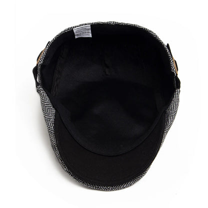 New Herringbone Vintage Beret Men Autumn Winter Casual Flat Visor Hat