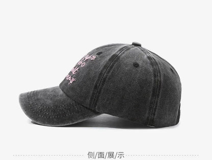 Vintage Washed Letter Embroidery Baseball Cap Denim Distressed Trucker Hat Embroidered Cowboy Hat Adjustable