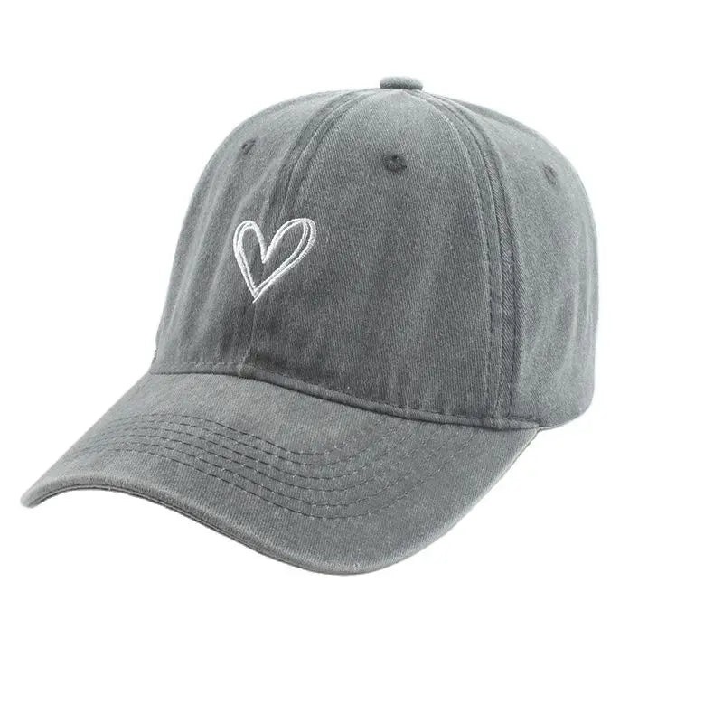 Sport Baseball Caps For Men Women Love Heart Embroidery Washed Cotton