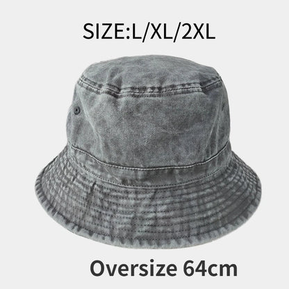 Big Head Plus Size Bucket Hat Cotton Panama Fisherman Hat