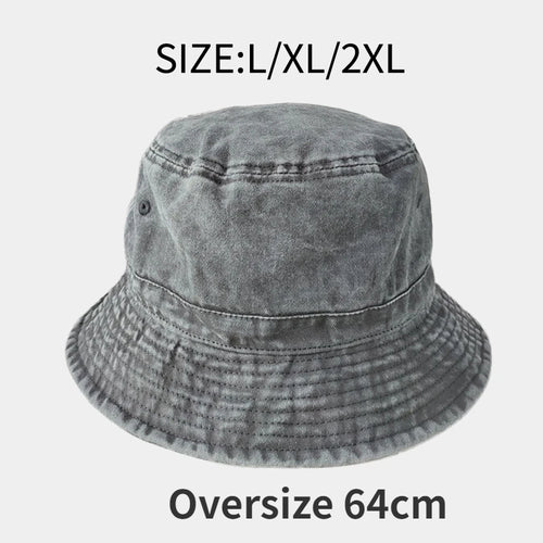 Big Head Plus Size Bucket Hat Cotton Panama Fisherman Hat