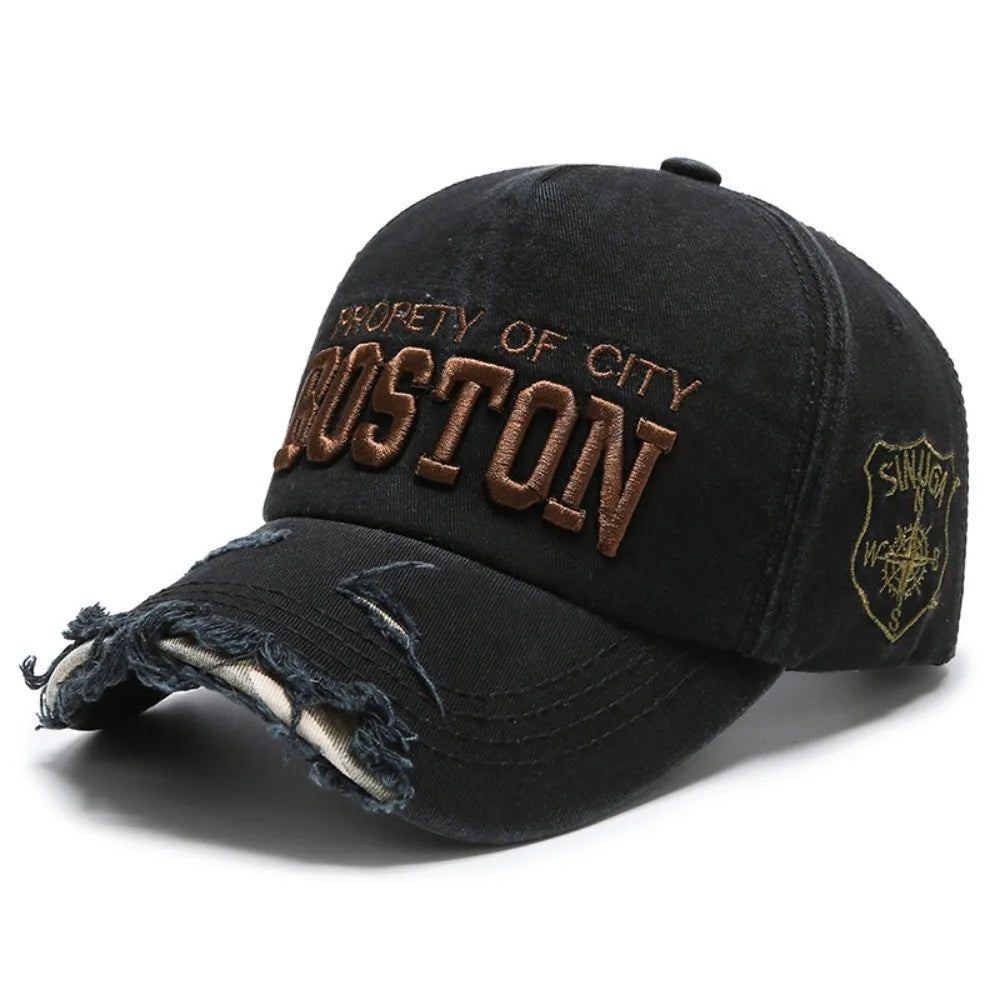 Trendy Worn Cowboy Baseball Cap Embroidery Trucker Cap Outdoor