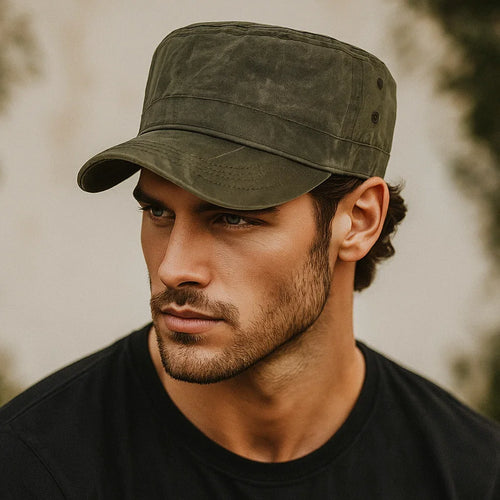 Waxed Canvas Cotton Military Caps Men Waterproof Cadet Army Cap Unique Design
