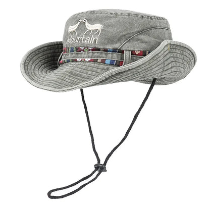 Summer Men's Panama Hat Women Beach Bucket Hat Retro Letter Embroidered