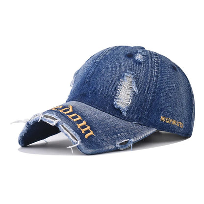 Fashion Denim Baseball Cap Distressed Vintage Cotton
