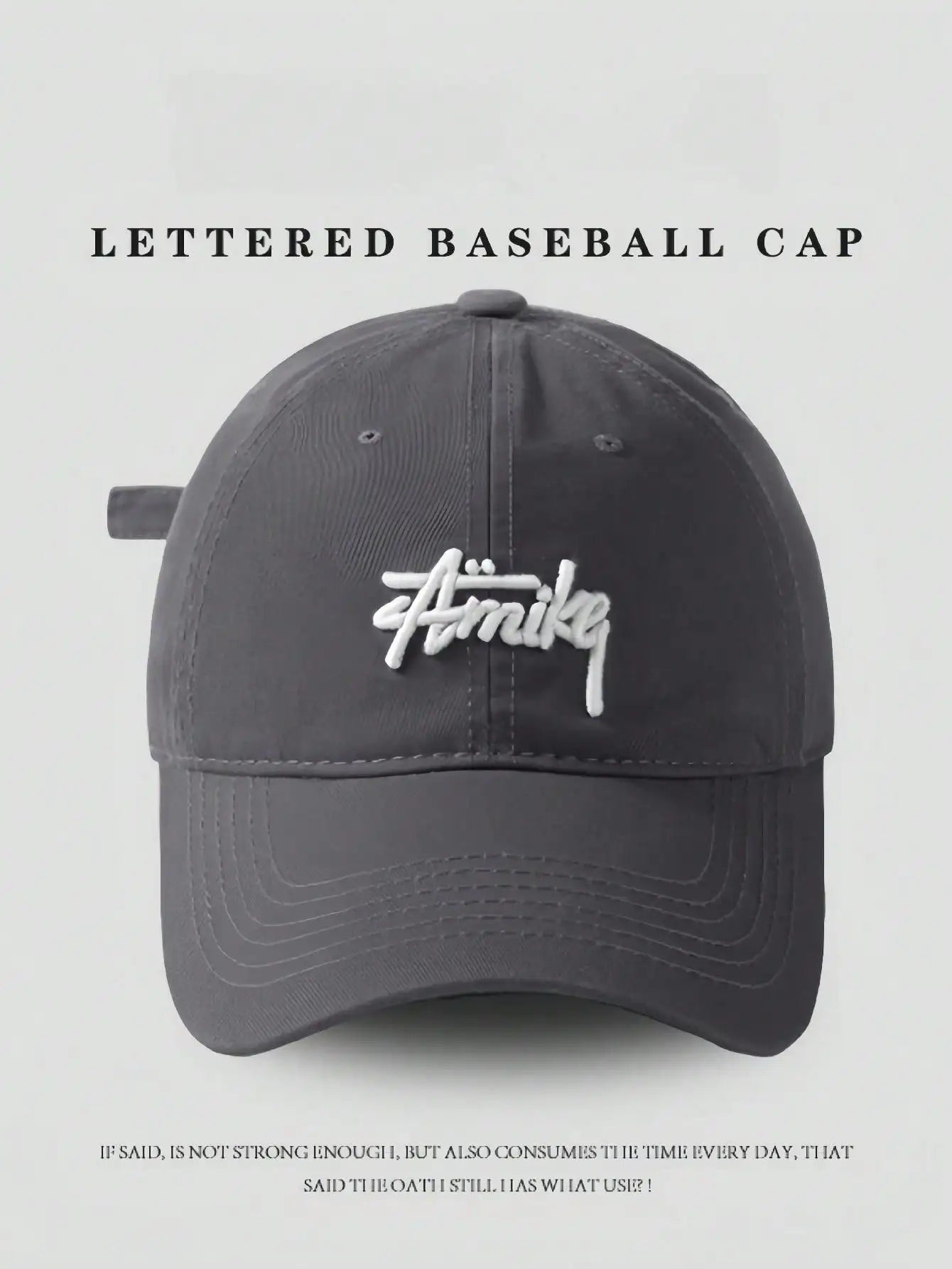 Retro Letter Embroidery Baseball Cap Monochrome Brim Hat Summer and Spring