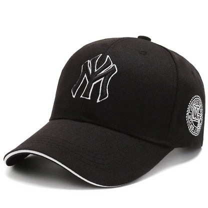 Four Seasons Hats Men Trendy Black Retro Letter Embroidery Baseball Cotton