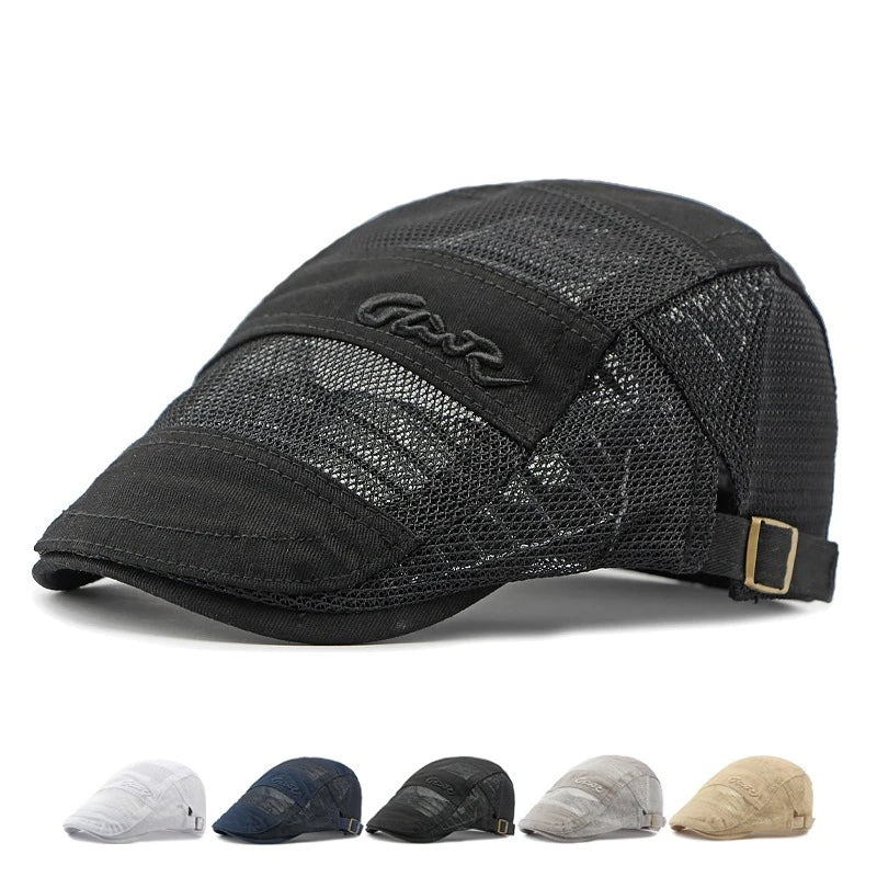 New Men Mesh Berets Visor Hats Summer Fashion Vintage Flat Caps