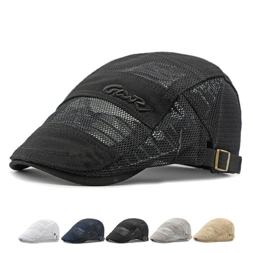 New Men Mesh Berets Visor Hats Summer Fashion Vintage Flat Caps