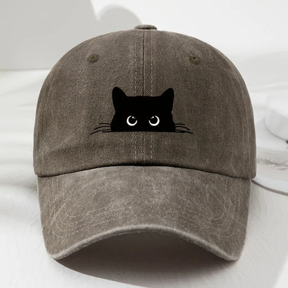 Black Cat Printed Baseball Cap Retro Men's and Women's