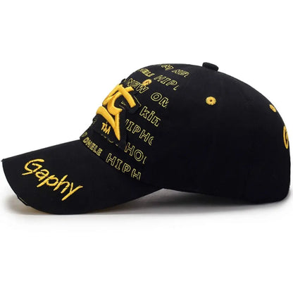Versatile Broken Hole BAT Embroidery Adjustable Peaked Cap Casual Sunscreen Hats Outdoor Sports