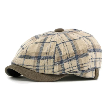 Spring And Autumn Cotton Geometric Print Warm Newsboy Caps