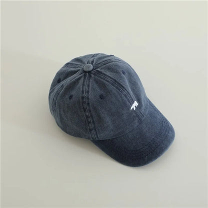 New Baby Embroidery Bear Denim Baseball Hats