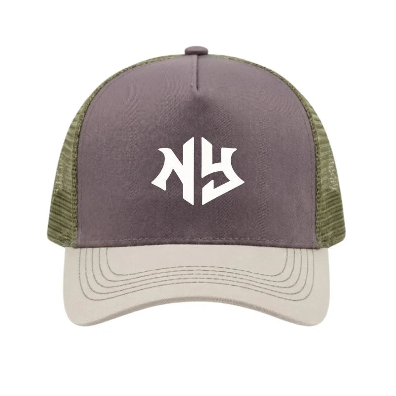 NEW YORK Printed Trucker Mesh Hat Adjustable Snapback Dad Hat Breathable Outdoor Sun Baseball Cap