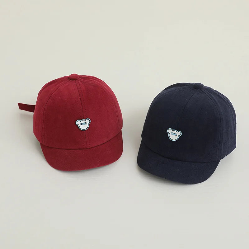 Korean Kids Bear Baseball Hat Solid Color Duck Tongue Cap