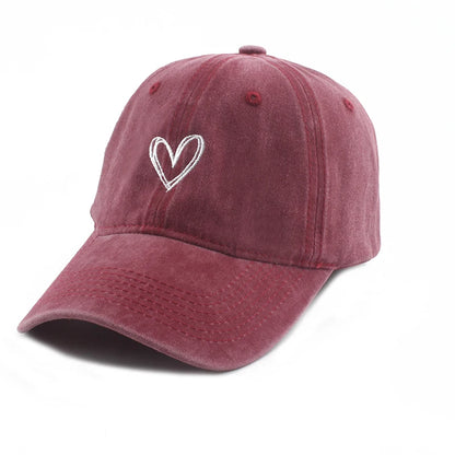 Sport Baseball Caps For Men Women Love Heart Embroidery Washed Cotton