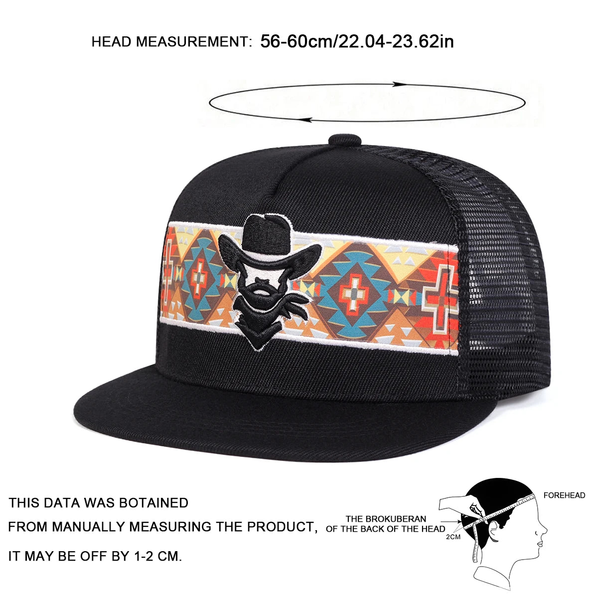 Unisex Western cowboy embroidery Hip-hop Net Hats Spring Summer