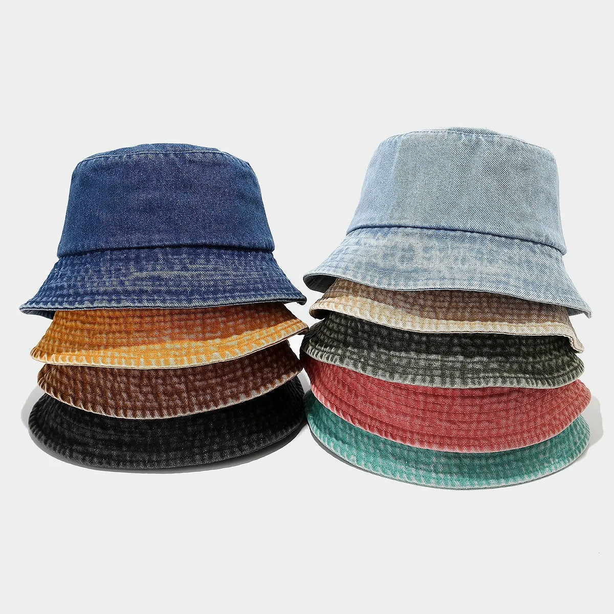 Candy Color Unisex Summer Washed Denim Bucket Hat