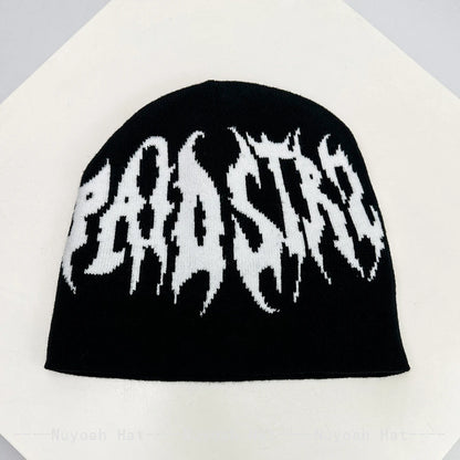 New Men Women Street Jacquard Flame Letters Knitted Hats