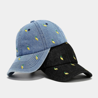 Lemon Summer Blue Denim Baseball Caps