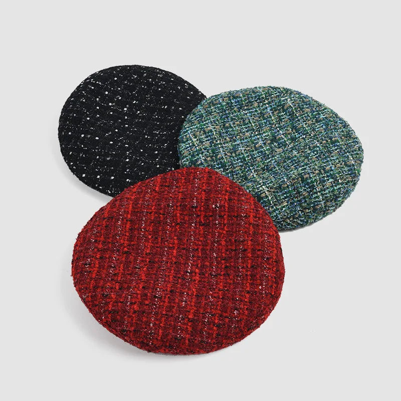 Red Beret Women Autumn Winter New British Retro Tweed Berets French