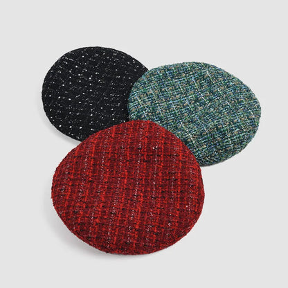 Red Beret Women Autumn Winter New British Retro Tweed Berets French