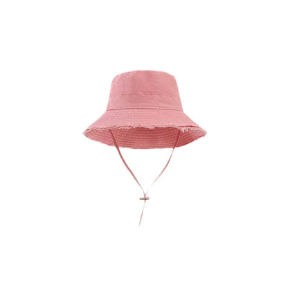New Custom Logo Fashion Women Drawstring Torn Edge Bucket Hats