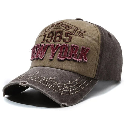 Retro Distressed Letters Baseball Cap Vintage Washed Denim Unisex