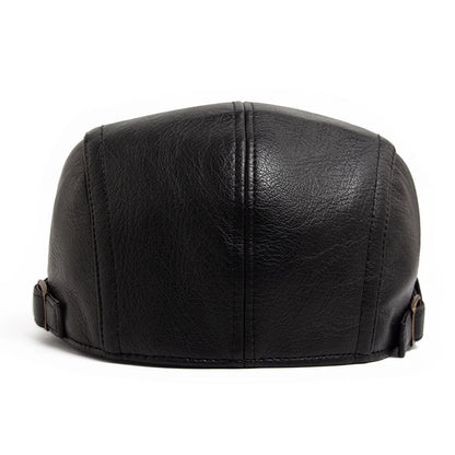 Fashion PU Leather Men Beret Autumn Winter Thicken