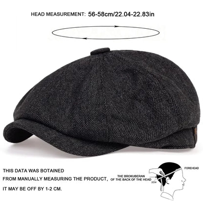 Men Casual Newsboy Hat Peaky Spring Autumn Diamond Check Retro Beret Hat