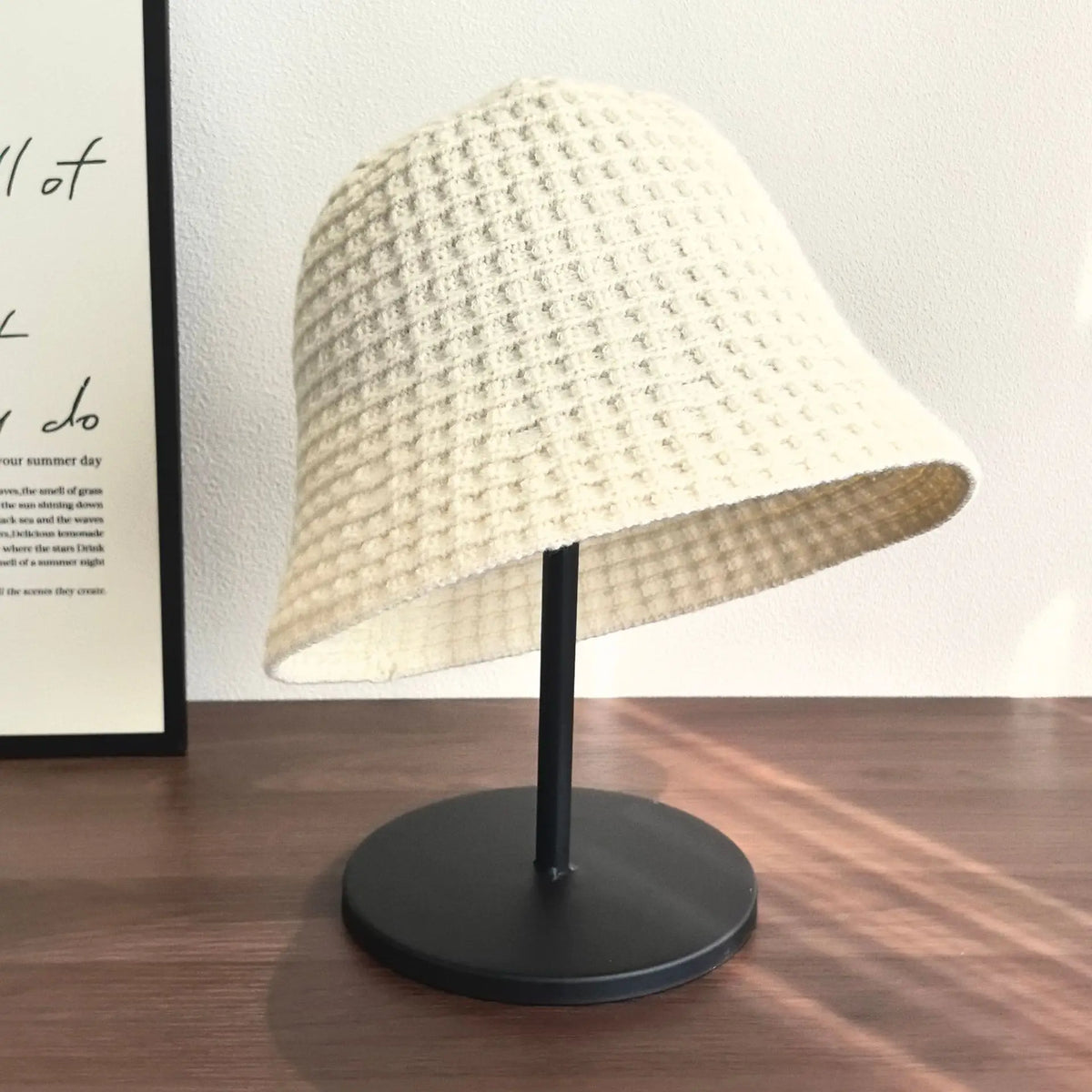 Waffle Knit Bucket Hat Vintage Versatile Fisherman Hat
