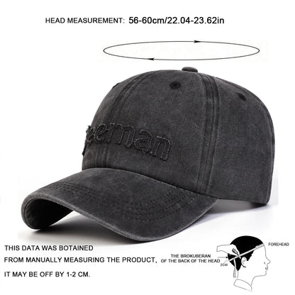 Unisex Freeman Letter Embroidery Washed Baseball Cap Spring Autumn