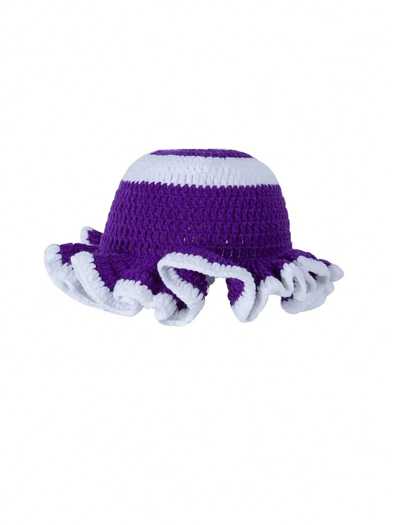 Solid Color Hand Knitted Knit Hat In Bohemian Style With Hollowed Out