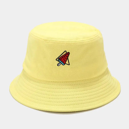 2024 Panama Bucket Hat Fruit Strawberry Embroidered Fishing Cap