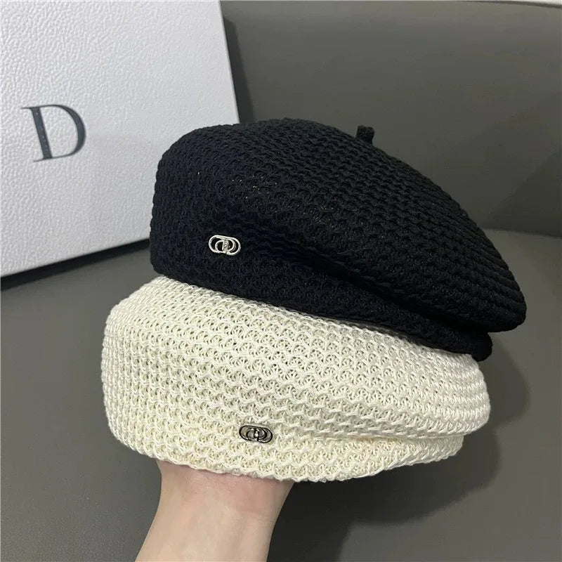 Black Beret Hat For Women - Japanese Style Slimming Face Fashion Cap