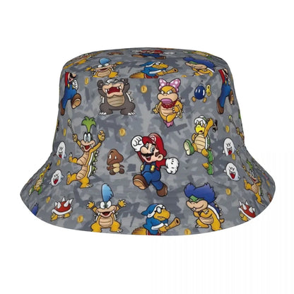 Street Princess Peach Lovely Bucket Hat Girl Outdoor Sports M-Mariod Fisherman Cap