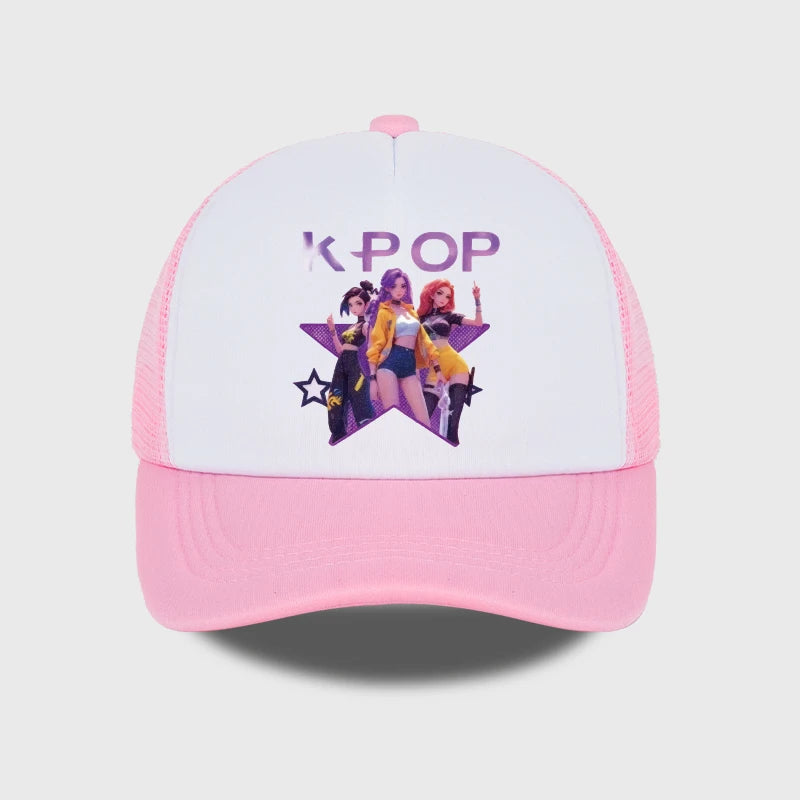 K-POP Girl Group Printed Mesh Cap, Breathable Summer Baseball Cap